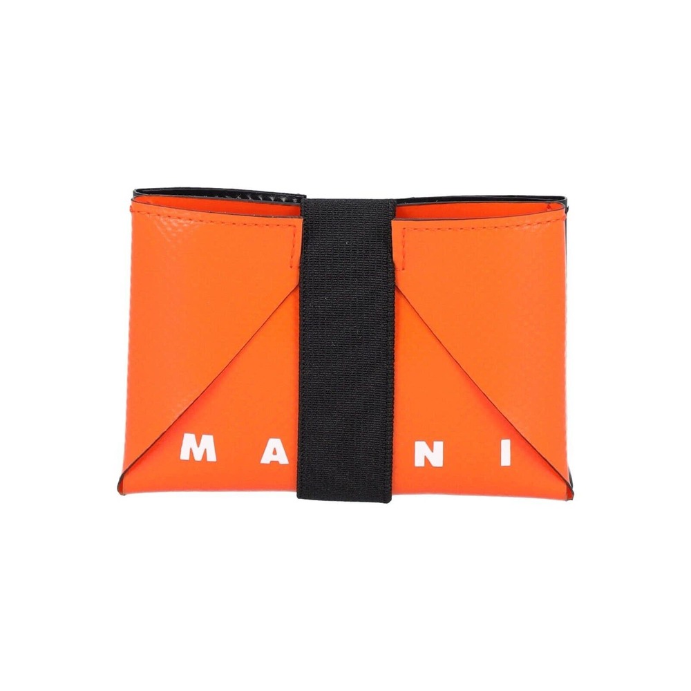 Marni PVC Credit Card Case Black / Orange Trifold